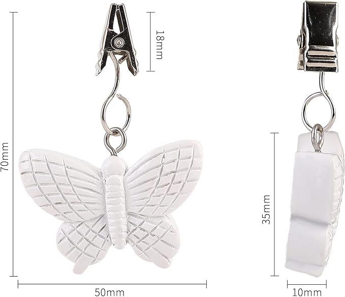 TwoFish Home Set of 4 White Butterfly Resin Tablecloth Weights Clips White - Image 3