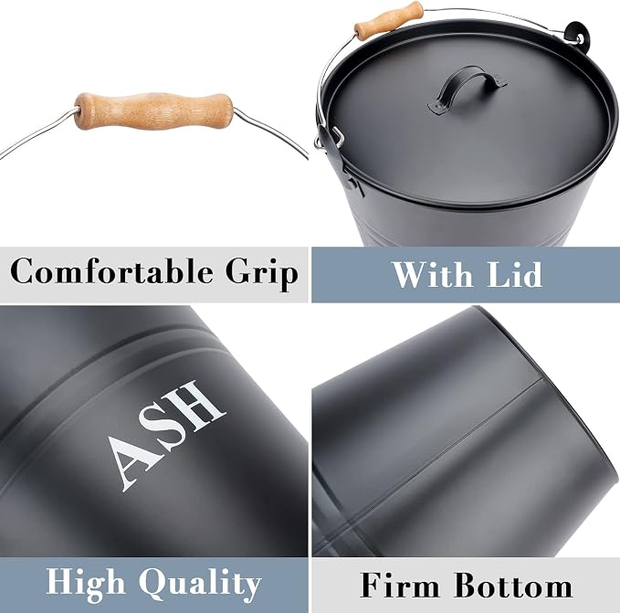 Ash Bucket with Lid, and Broom - Image 7