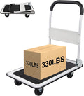 LEADALLWAY Foldable Push Cart Platform Cart 330lbs Capacity 4 Wheels by LEADALLWAY
