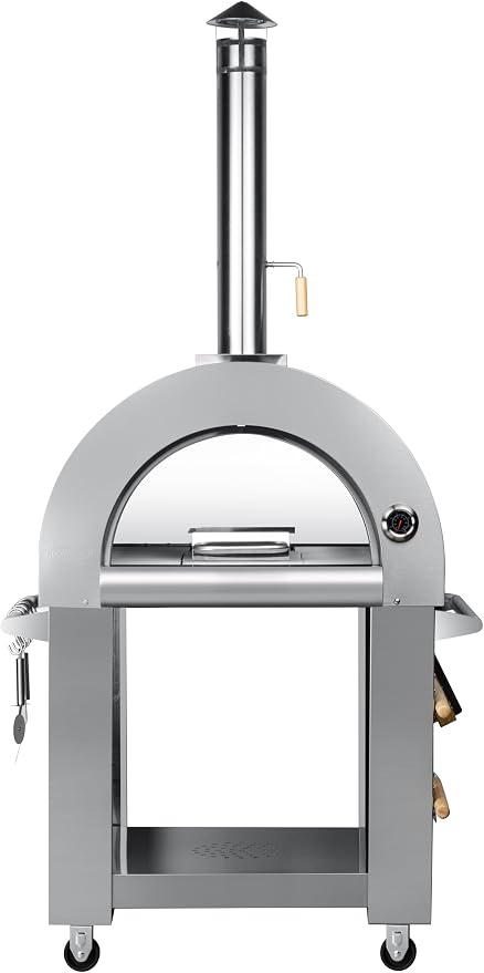 KoolMore 32 in. Outdoor Wood Fired Pizza Oven in Stainless-Steel - Image 2
