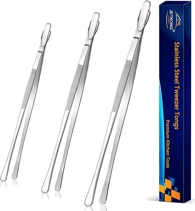 Tongs, 3-Piece Stainless Steel Set in 9, 12 and 14 Inch Silver