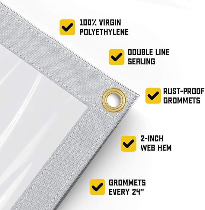 Core Tarps 30 Mil Extreme Heavy Duty Clear Tarp - Image 2