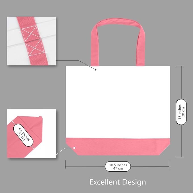 TOPDesign 3-Pack Super Strong Large 12oz Cotton Canvas Tote Bags, Reusable - Image 3