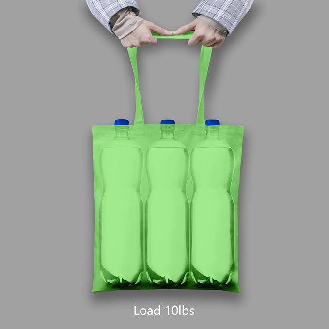 TOPDesign 12-Pack Economical 16"x15" Baby Green Cotton Tote Bags, Lightweight - Image 6