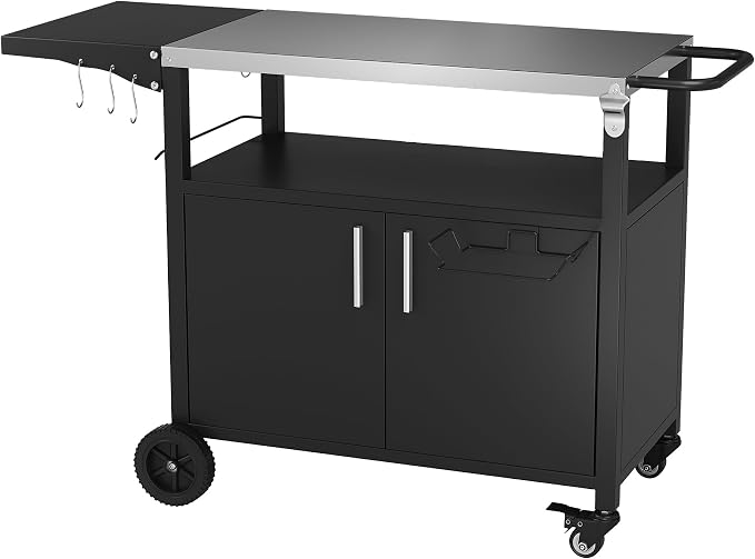 Vongrasig Grill Cart with Storage, Outdoor Bar Cart Rolling BBQ Movable Pizza - Image 7