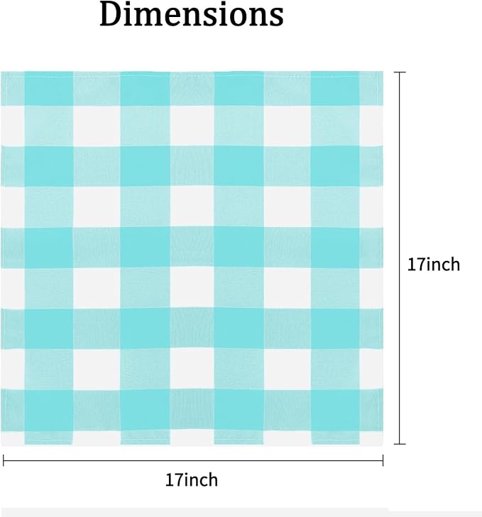 Cupuamon Buffalo Plaid Table Napkins Set of 100, 17x17 inch, Aqua and White - Image 2