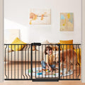 Extra Wide Baby Gate Black 62-67 Inch Wide Pressure Mounted Auto Close Child by FlowerFrail
