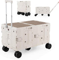 Goplus Large Foldable Utility Cart w/ 2-Tier Storage Crates, 5 Rotate Wheels by Goplus