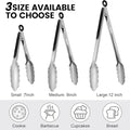 Kitchen Tongs 12-Piece Set, Stainless Steel, 7, 9 and 12 Inch