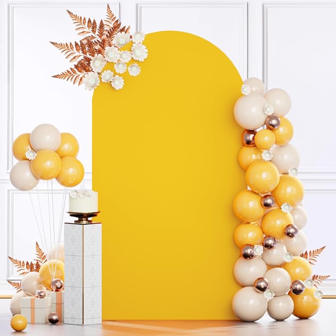 MODFUNS Set of 3 Wedding Arch Cover Gold Spandex Arch Backdrop Cover 5&6&7ft - Image 6