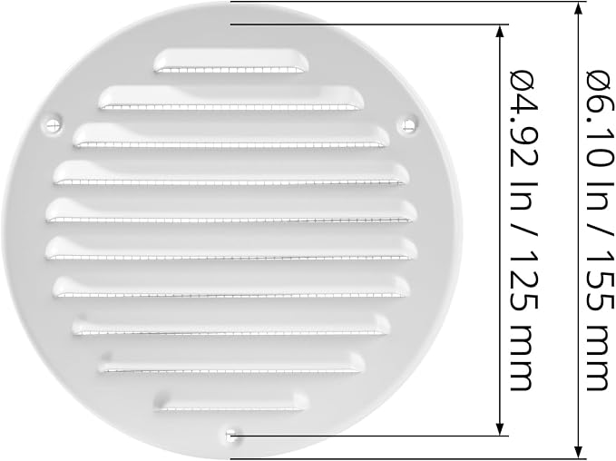 White Metal 5'' Inch Round Ventilation Grille - Image 2