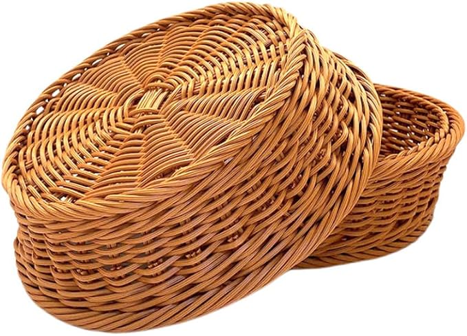 RT&BS 2pcs Round Wicker Bread Basket, Christmas Food Baskets, Eco-Friendly - Image 6