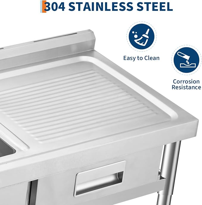 Freestanding Stainless Steel Utility Sink - Image 6