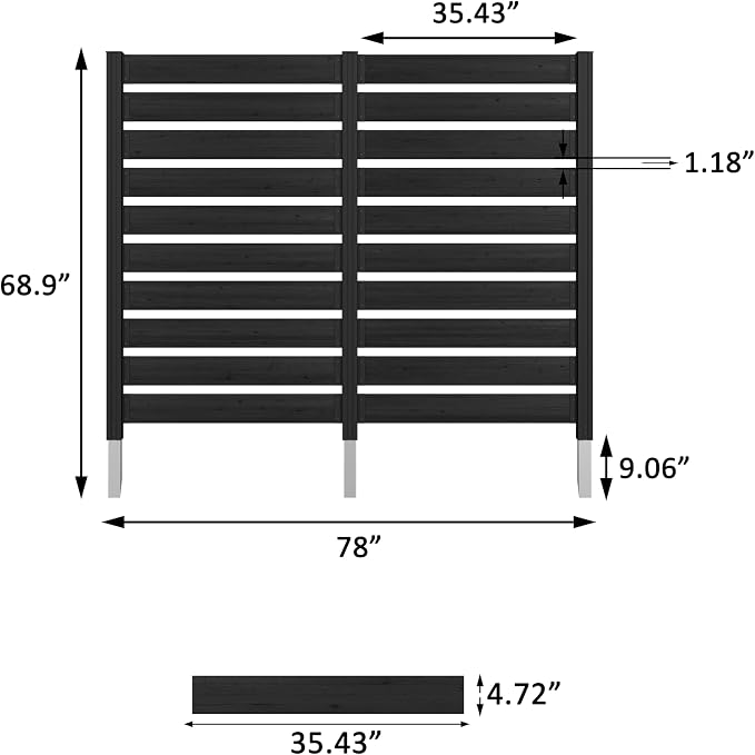MUPATER 60” H×78” W Outdoor Privacy Screen, Wood Privacy Fence Panel - Image 3