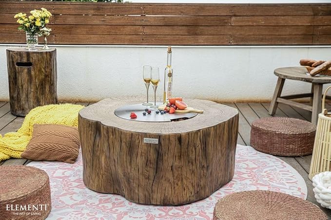 Elementi | Bundle Manchester Gas Fire Pit Cast Concrete Semi-Round Fire Table - Image 6