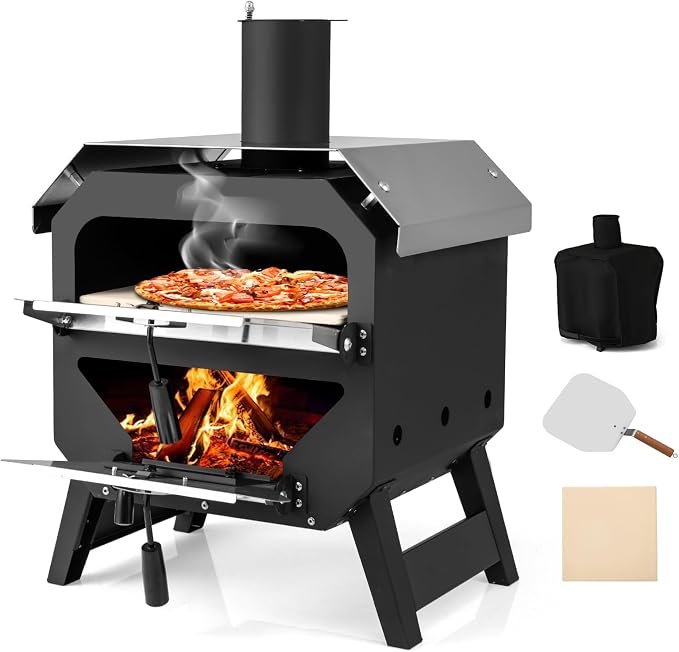 Happygrill Pizza Oven Outdoor, 12” Portable Wood-Fired Pizza Stove by HAPPYGRILL
