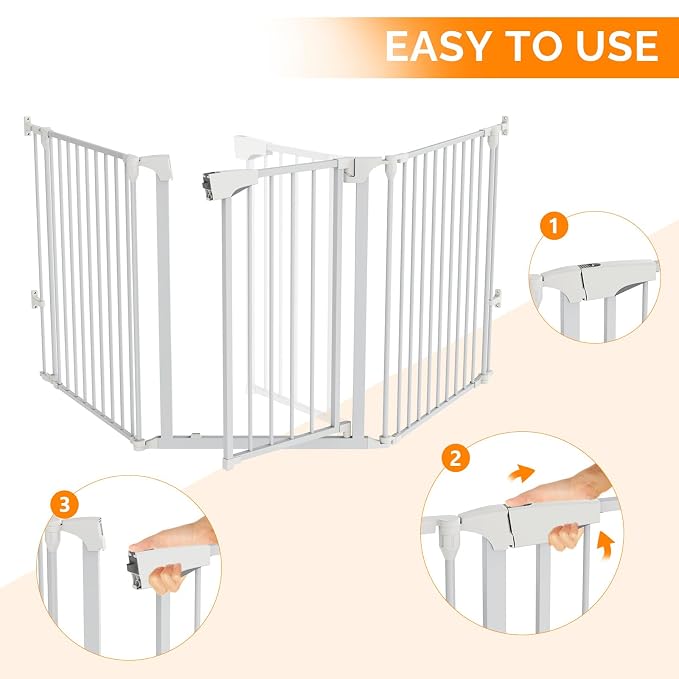 Bonnlo 120-Inch Wide Metal Baby Safety Fence/Play Yard Adjustable Fireplace - Image 7