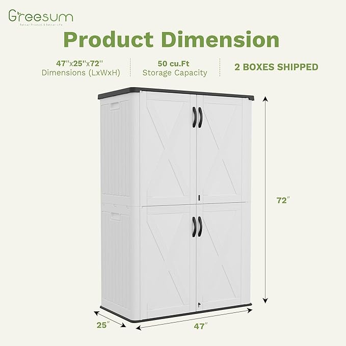 Greesum Outdoor Storage Cabinet, 50 Cu.Ft Deck Box Without Shelves, Waterproof - Image 3