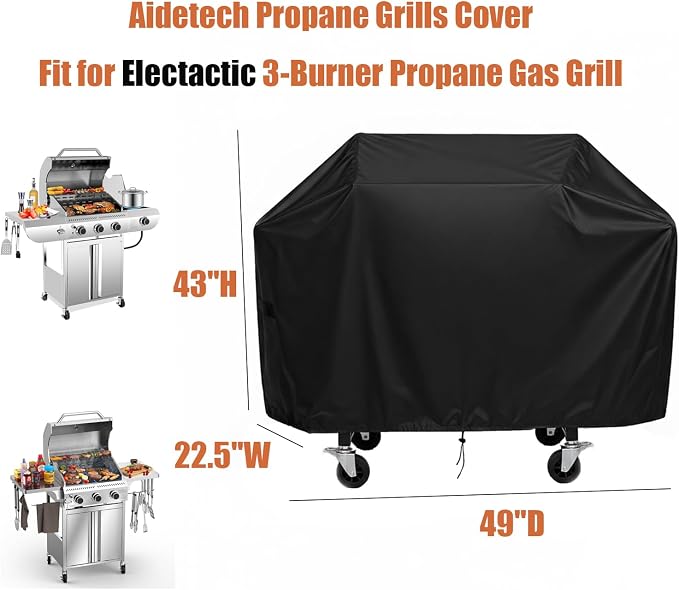 Grill Cover for Electactic 3-Burner Propane Gas Grill, Waterproof Outdoor - Image 3