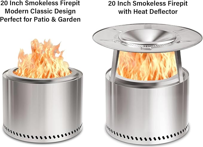 HGD 20 Inch Smokeless Patio Fire Pit, Outdoor Wood Burning Stove, Stainless - Image 2