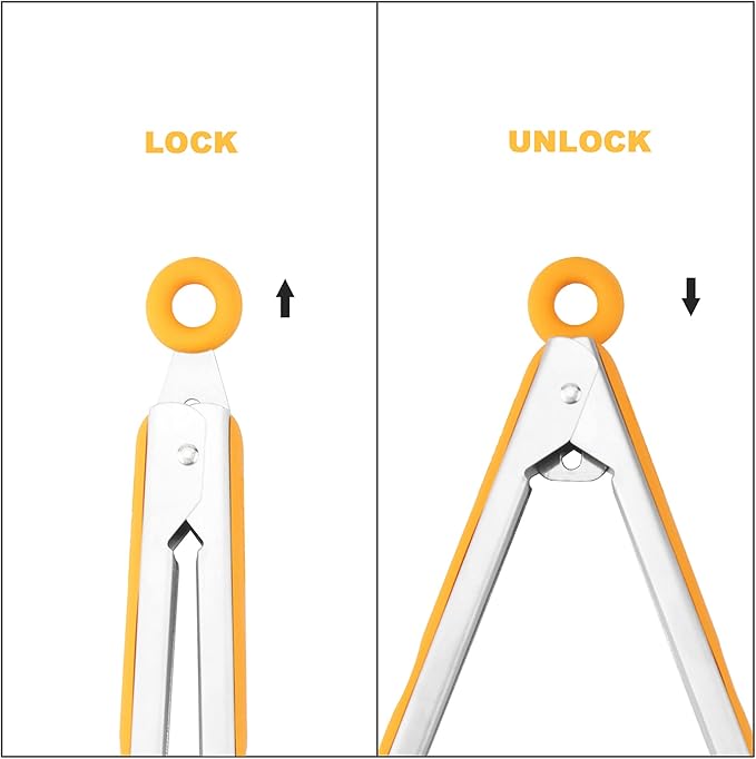 Tongs, 4 Pack in Orange with Silicone and 304 Stainless Steel Construction
