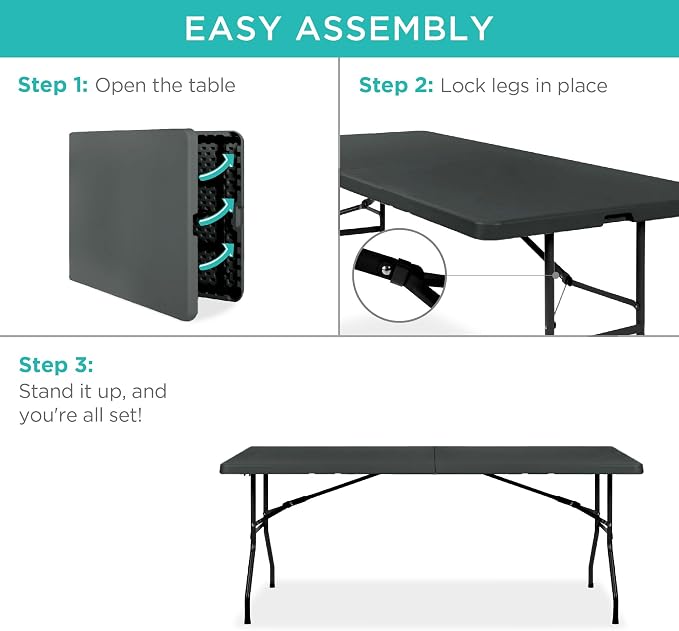 Best Choice Products 6ft Plastic Folding Table, Indoor Outdoor Heavy Duty - Image 7