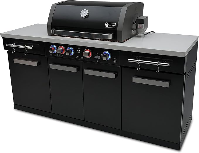 Mont Alpi MA-957 5-Burner 63000 BTU Black Stainless Steel Outdoor Kitchen Bar by MontAlpi