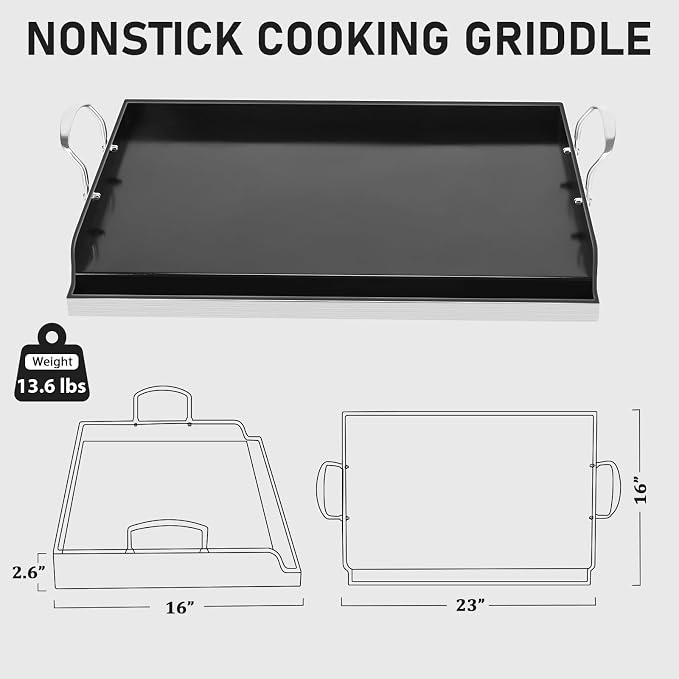 Utheer 23" x 16" Ceramic Nonstick Stainless Steel Griddle - Image 2