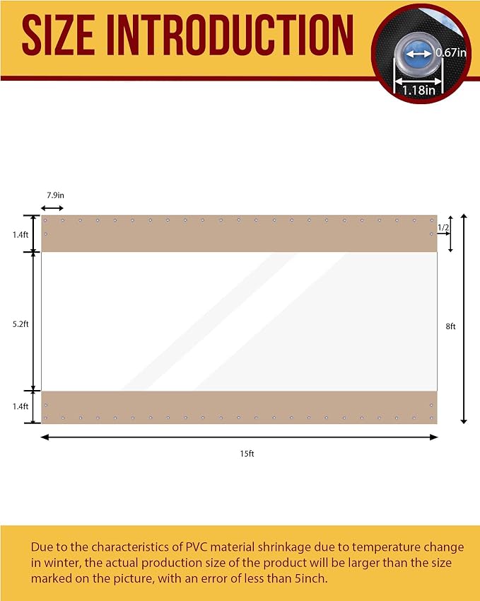 FoundGo 8'Hx15'W Outdoor Vinyl Curtains - Image 2