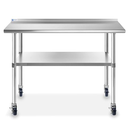 GRIDMANN Stainless Steel Table 48 in. x 24 in., NSF Commercial Kitchen Prep & - Image 2