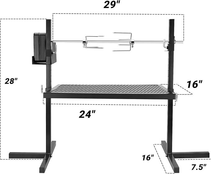 Onlyfire Adjustable Outdoor Camping Rotisserie Grill System and Spit Kit - Image 2