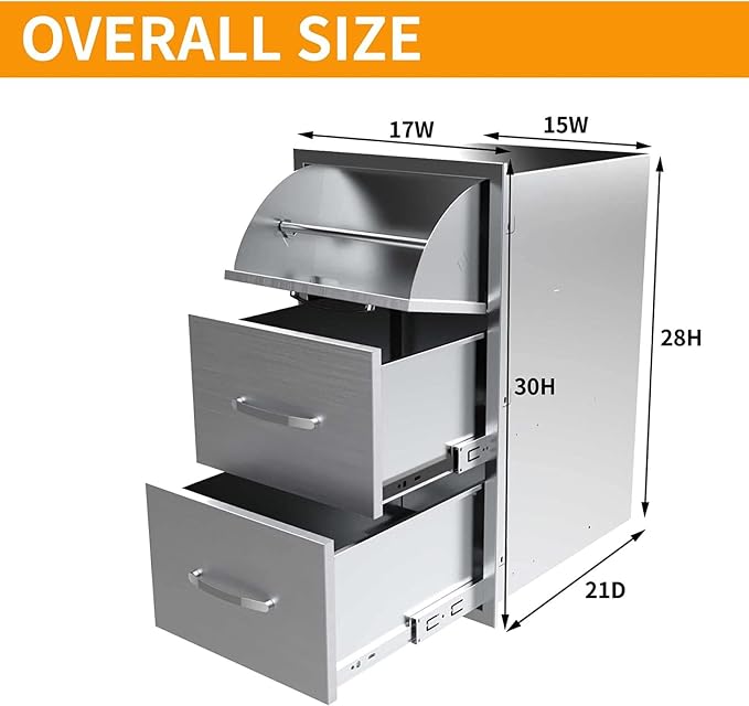 Pull Out Trash Drawer, Lower Sliding Rails Stainless Steel Roll Out Trash Bin - Image 3