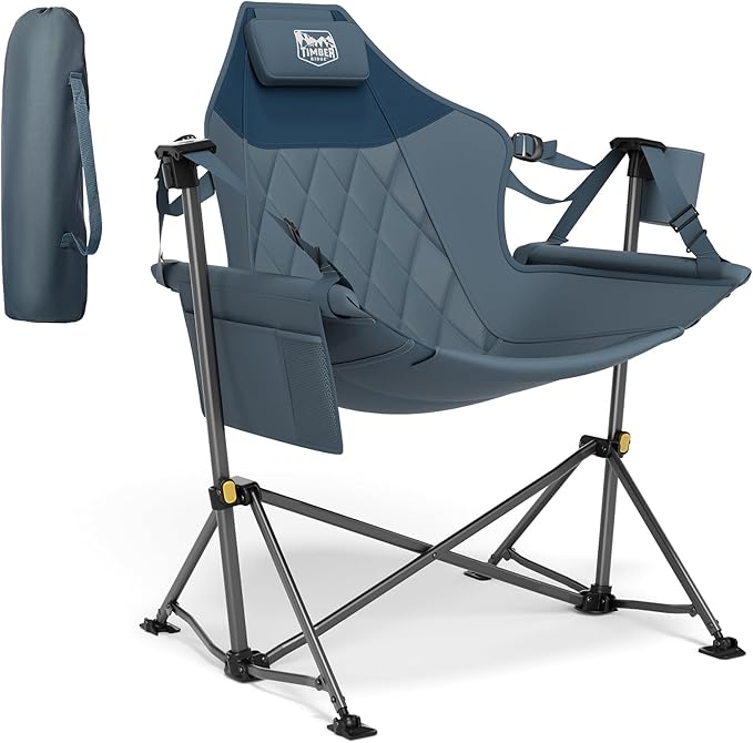 Folding Hammock Chair for Camping in Blue, Alloy Steel, Medium
