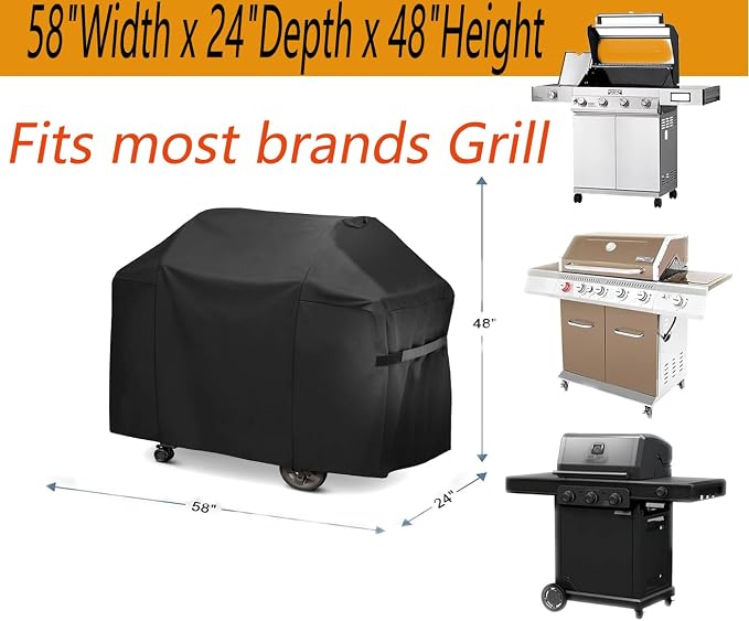 Grill Cover for Outdoor Grill, 58 Inch, Waterproof, Weather Resistant, UV & - Image 2