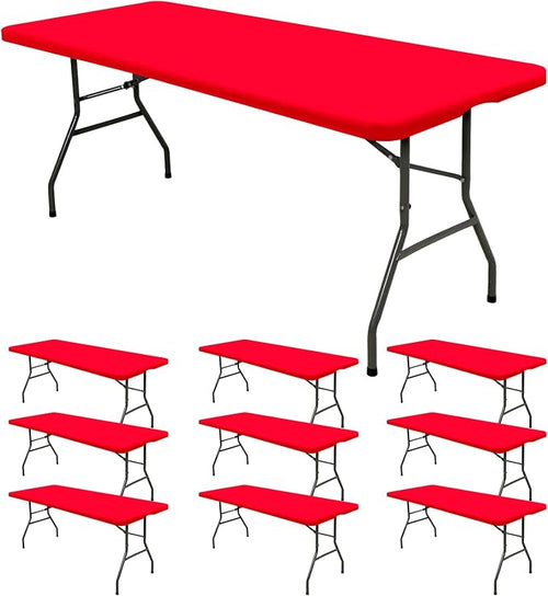10 Pack Stretch Fabric Table Top Cap Cover, fits 8' Tables, Spandex Table by REWOMC