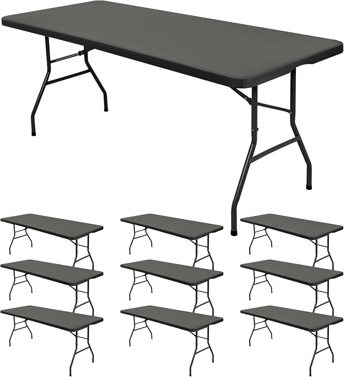 10 Pack Stretch Fabric Table Top Cap Cover, fits 8' Tables, Spandex Table by REWOMC