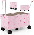 Goplus Large Foldable Utility Cart w/ 2-Tier Storage Crates, 5 Rotate Wheels by Goplus