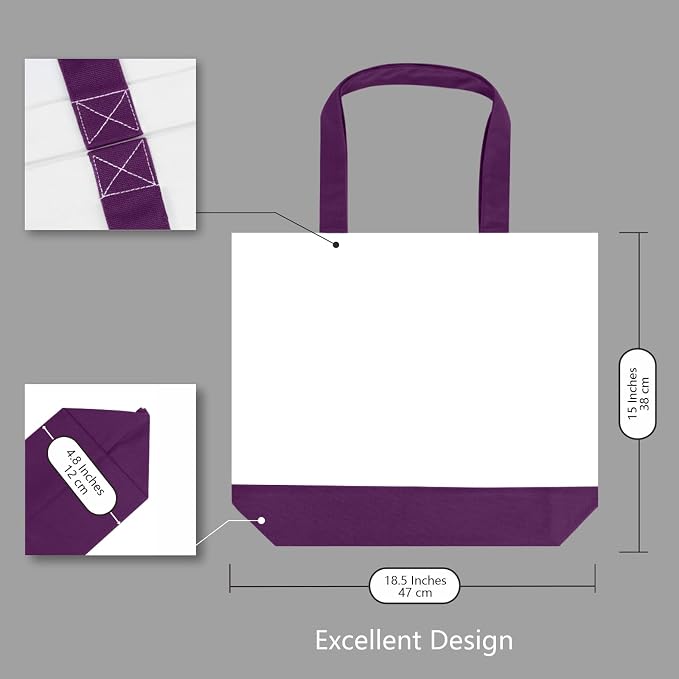 TOPDesign 3-Pack Super Strong Large 12oz Cotton Canvas Tote Bags, Reusable - Image 3
