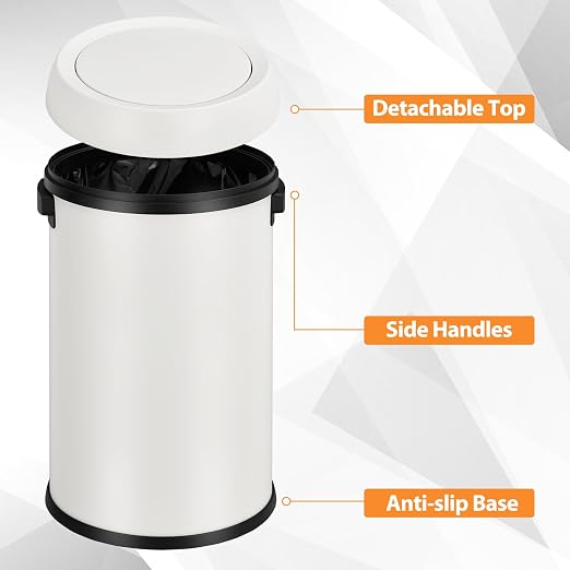 GarveeHome 17 gal/65 L Swing Top Trash Can, Stainless Steel Rubbish Bin - Image 3