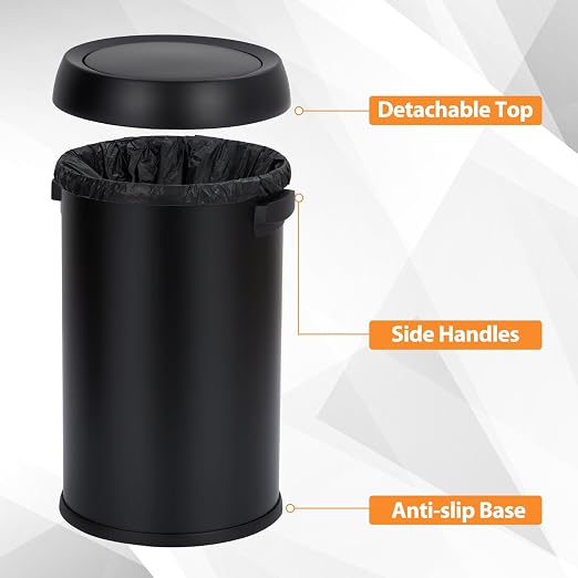 GarveeHome 17 gal/65 L Swing Top Trash Can, Stainless Steel Rubbish Bin - Image 3