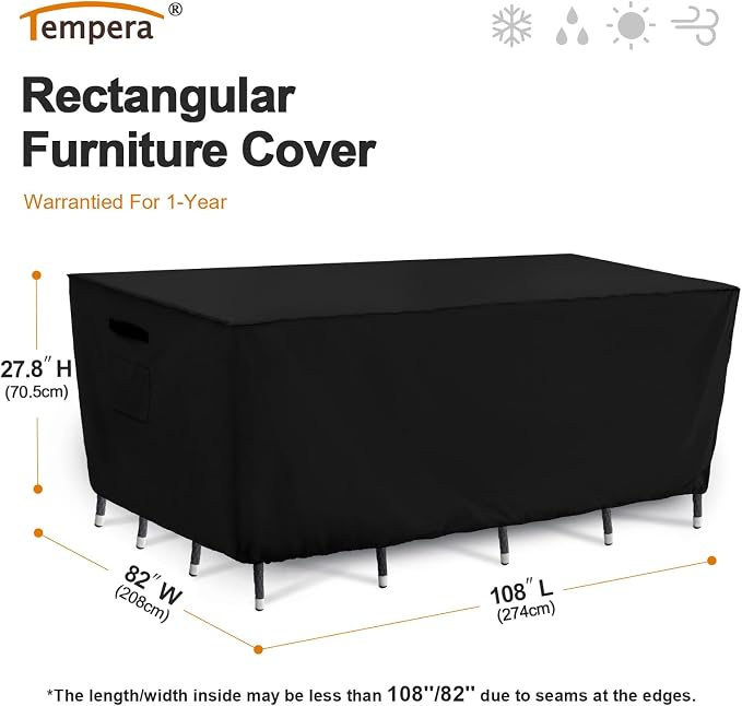 Tempera Retangle Patio Furniture Cover, Outdoor Table Covers Waterproof - Image 2