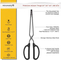 Tongs 3-Piece Set, Black Stainless Steel Scissor Style, 10, 12 and 16 Inch