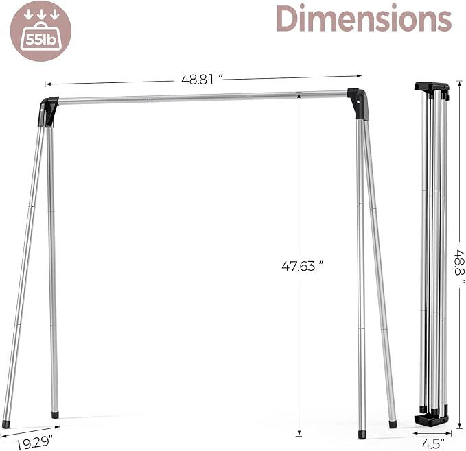 TOOLF Clothes Drying Rack Foldable, Laundry Drying Rack Stainless Steel - Image 2