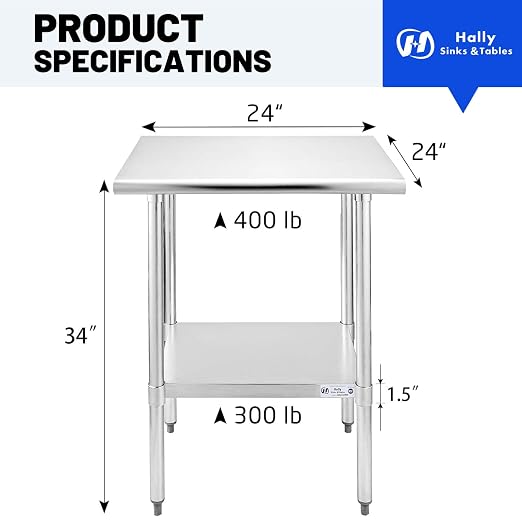 Hally Sinks & Tables H Stainless Steel Table - Image 3