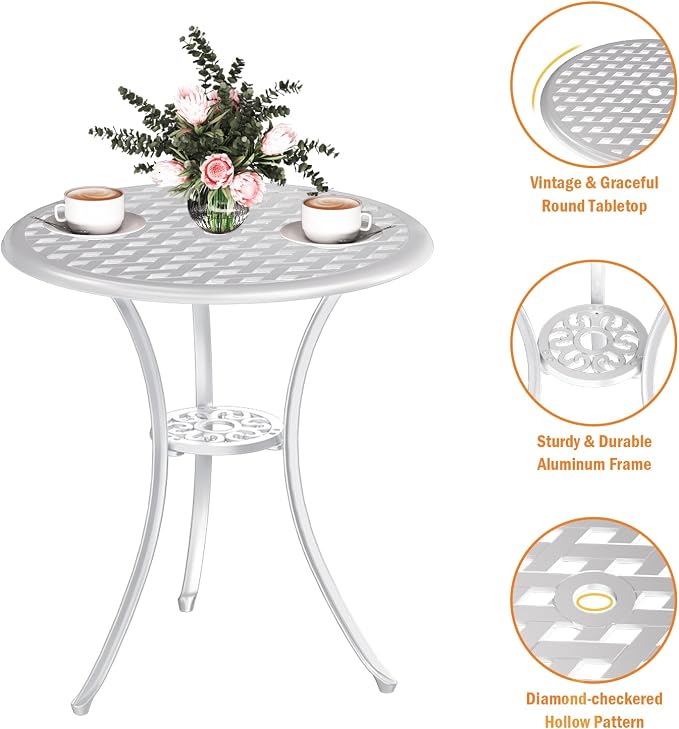 3 Piece Patio Bistro Set, Outdoor Bistro Table and Chairs Set of 2 w/Umbrella - Image 6