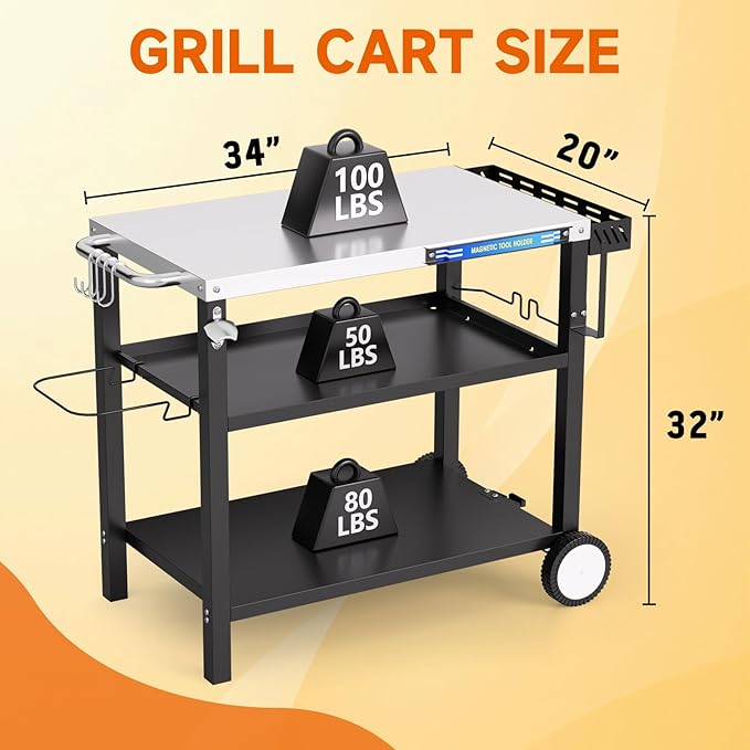 Grill Table, Stainless Steel Grill Cart - Image 2