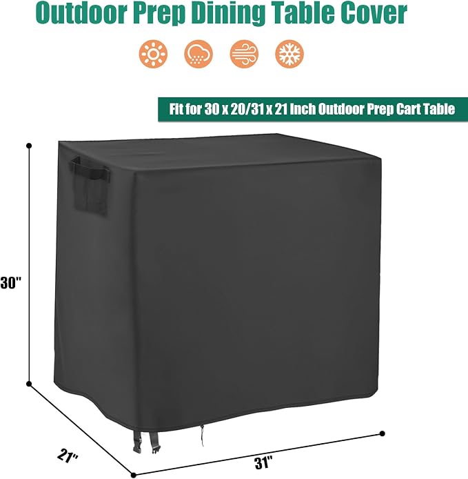 Outdoor Prep Table Cover, 31 inch Waterproof Patio Serve Prep Storage Cart Cover - Image 2