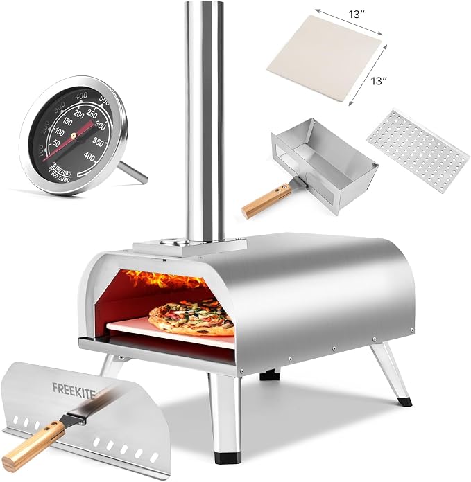 Pizza Oven 13 Inch Outdoor Wood Fired Portable Stainless Steel Pizza Oven by FREEKITE