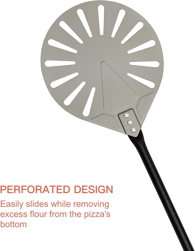 G.a HOMEFAVOR 9" x 10" Perforated Pizza Peel 47 Inch overall, Rectangular - Image 6