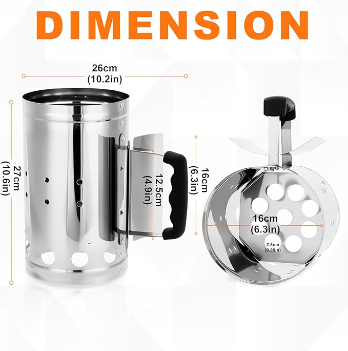 Charcoal Chimney Starter, BBQ Grill Quick Rapid Fire Starter Chimney - Image 5